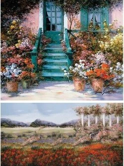 FABRIKA DECORU 1 Feuille De Papier De Découpage Collage 21 X 29,7 Cm PORTE PAYSAGE FLEURI 176