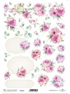 1 Feuille De TAG étiquettes à Découper 21 X 29.7 Cm ITD Collection ROSE 0157