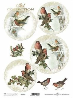 1 Feuille De TAG étiquettes à Découper 21 X 29.7 Cm ITD Collection VINTAGE OISEAU 0105