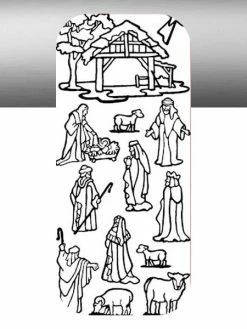 Le Suh 1 Planche De Stickers Autocollants Peel Off ARGENT CRECHE DE NOEL 7055