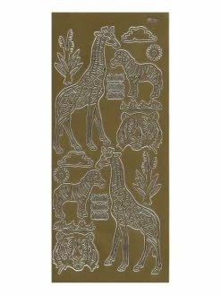 Le Suh 1 Planche De Stickers Autocollants Peel Off DORE ANIMAUX SAVANE 064