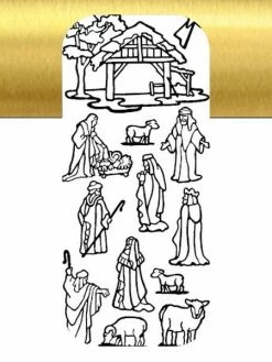 Le Suh 1 Planche De Stickers Autocollants Peel Off DORE CRECHE DE NOEL 7055