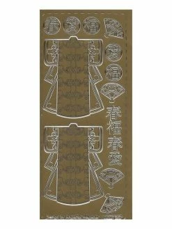 Le Suh 1 Planche De Stickers Autocollants Peel Off DORE KIMONO EVENTAIL 259