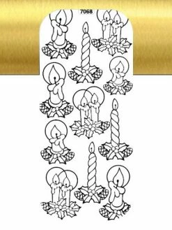 Le Suh 1 Planche De Stickers Autocollants Peel Off DORE NOEL BOUGIE 7068