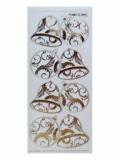MAPIERRINE 1 Planche De Stickers Autocollants Transparents Embossage Relief Doré CLOCHE BOULE NOEL 7095