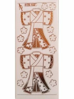 MAPIERRINE 1 Planche De Stickers Autocollants Transparents Embossage Relief Doré KIMONO 4621