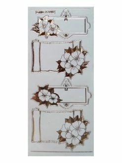 MAPIERRINE 1 Planche De Stickers Autocollants Transparents Embossage Relief Doré MESSAGE FLEUR 8602