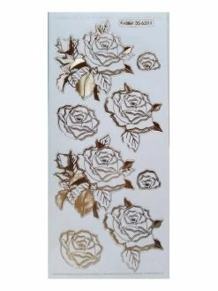MAPIERRINE 1 Planche De Stickers Autocollants Transparents Embossage Relief Doré ROSE 6311