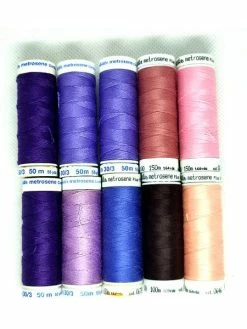 LEROY DE LA CREATION 10 Bobines De Fil à Coudre Métrosène - Ton Violet Rose Lilas - METTLER -4