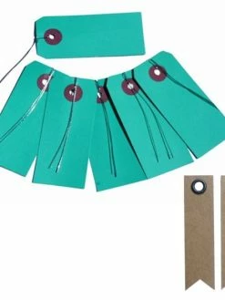 AUCUNE 10 étiquettes Bleues Avec Fil Métal + 20 étiquettes Kraft Fanion