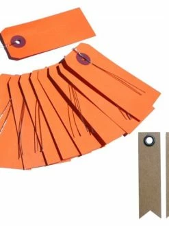 AUCUNE 10 étiquettes Orange Avec Fil Métal + 20 étiquettes Kraft Fanion