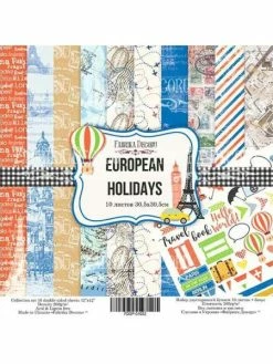 10 Papiers 30,5 X 30,5 Cm FABRIKA DECORU EUROPEAN HOLIDAYS