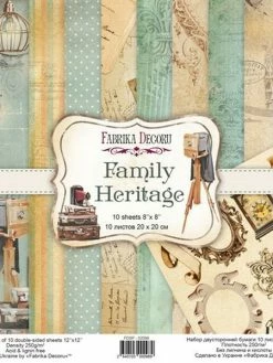 10 Papiers Scrapbooking 20 X 20 Cm FABRIKA DECORU FAMILY HERITAGE