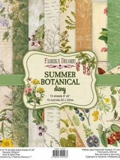 10 Papiers Scrapbooking 20 X 20 Cm FABRIKA DECORU SUMMER BOTANICAL DIARY
