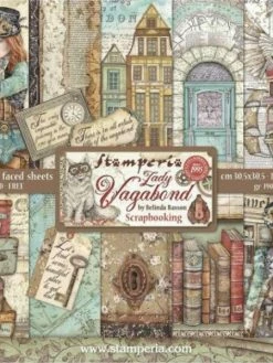 10 Papiers Scrapbooking 30 X 30 Cm STAMPERIA LADY VAGABOND