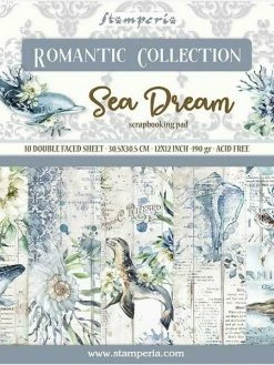 10 Papiers Scrapbooking 30 X 30 Cm STAMPERIA ROMANTIC COLLECTION SEA DREAM