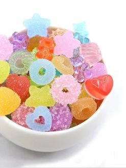 Czech Beads Exclusive 10 Pièces Bonbons Bonbons Mélange Résine Cabochons À Dos Plat, Colle Sur Décor De Téléphone, Émail S