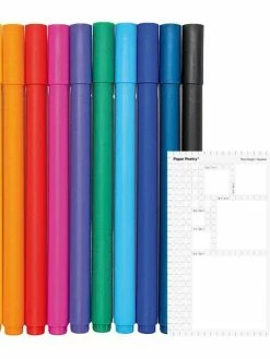 Rico Design 10 Stylos Gel Fin 0,4 Mm + Pochoir Carrés