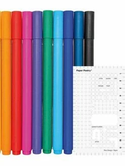 Rico Design 10 Stylos Gel Fin 0,4 Mm + Pochoir Flèches Et Formes