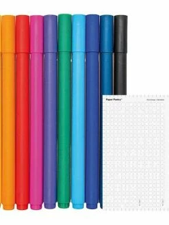 Rico Design 10 Stylos Gel Fin 0,4 Mm + Pochoir Lettres Et Chiffres