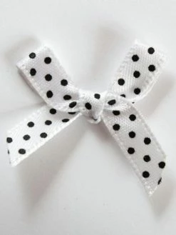 Tricot Créations 10 X Noeuds à Pois En Ruban Satin 7mm : Blanc - 001067