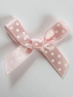 Tricot Créations 10 X Noeuds à Pois En Ruban Satin 7mm : Rose Clair - 001070
