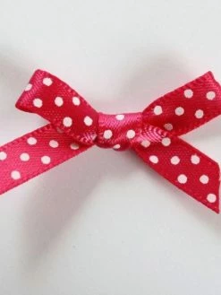 Tricot Créations 10 X Noeuds à Pois En Ruban Satin 7mm : Rose Fuchsia - 001071