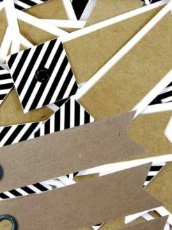 Graine Créative 100 étiquettes Kraft Rayées Fanion + 20 étiquettes Kraft Fanion