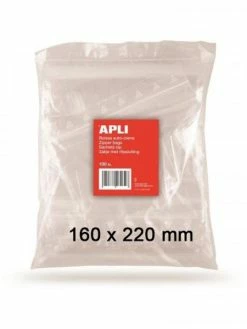 Apli Agipa 100 Sachets Plastiques 160x220mm Fermeture Zip Apli