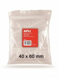 Apli Agipa 100 Sachets Plastiques 40x60mm Fermeture Zip Apli