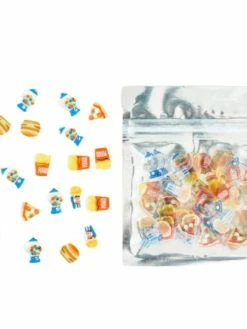 Czech Beads Exclusive 100pcs Jeu Candy Pizza Pop Corn Alimentaire Pvc 3d Gonflés Strass En Cristal Transparent De Bande De