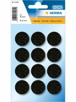 Herma Stickers Patin En Feutre Ø 22 Mm, Noir, 12 Pièces - Filtre Pour Aspirateur