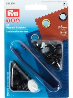 Prym Œillets + Rondelles 8 Mm, Noir, 24 Pièces - Accessoires Divers