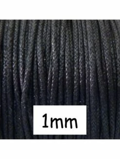 La Cuisine Des Perles 10m Fil Coton Ciré 1mm Noir - Idéal Noeud Coulissant