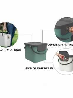 ROTHO Bacs De Recyclage Albula 40 L, Vert Foncé - Bac à Compost -V-Zug shop 1164856 3 5