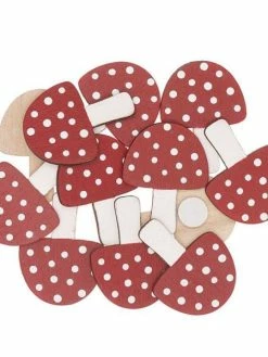 Rico Design 12 Autocollants En Bois Champignons Rouges Et Blancs