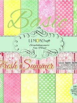 12 Papiers Fantaisis 30 X 30 Cm Lemon Craft BASIC FRESH SUMMER