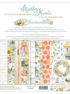 PIATEK 12 Papiers Imprimés Scrapbooking 30 X 30 Cm MINTAY BY KAROLA BLOOMVILLE