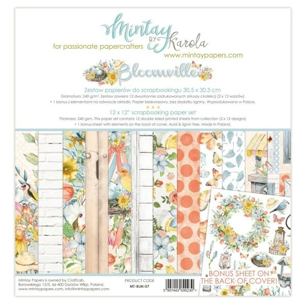 PIATEK 12 Papiers Imprimés Scrapbooking 30 X 30 Cm MINTAY BY KAROLA BLOOMVILLE 1 PIATEK 12 Papiers Imprimés Scrapbooking 30 X 30 Cm MINTAY BY KAROLA BLOOMVILLE