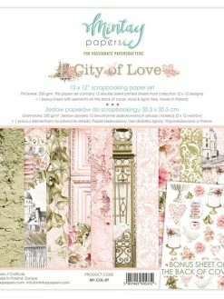 12 Papiers Imprimés Scrapbooking 30 X 30 Cm MINTAY BY KAROLA CITY OF LOVE