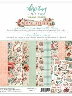 12 Papiers Imprimés Scrapbooking 30 X 30 Cm MINTAY BY KAROLA LOVE LETTERS