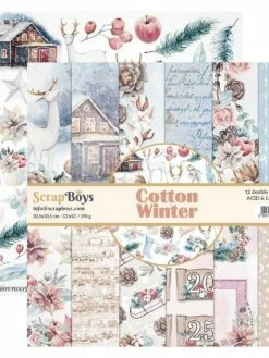 12 Papiers Imprimés Scrapbooking 30 X 30 Cm SCRAP BOYS COTTON WINTER