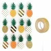 AUCUNE 12 Stickers 3D Ananas 4,5 Cm + Masking Tape Doré à Paillettes 5 M