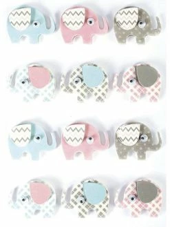Graine Créative 12 Stickers 3D - Elephants 4,3 Cm