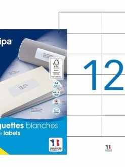 Apli Agipa 1200 Étiquettes Blanches - A4 - 105X49,39Mm - Multi-Usage - Agipa 101032