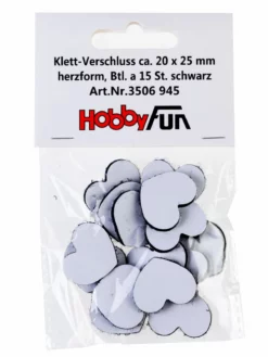 HOBBYFUN Fermeture Velcro 2 Cm X 2.5 Cm Coeur Noir 15 Pièce/s - Accessoires Divers