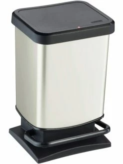 ROTHO Poubelle à Pédale Paso 20 L, Cool White - Poubelle à Pédale