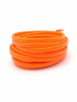 La Cuisine Des Perles 1,2m Lanière Simili Cuir 4mm De Couleur Orange Fluo Légèrement Arrondi