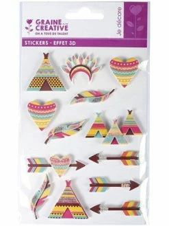 Graine Créative 13 Stickers 3D - Indiens 5 Cm