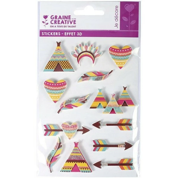 Graine Créative 13 Stickers 3D - Indiens 5 Cm 1 Graine Créative 13 Stickers 3D - Indiens 5 Cm